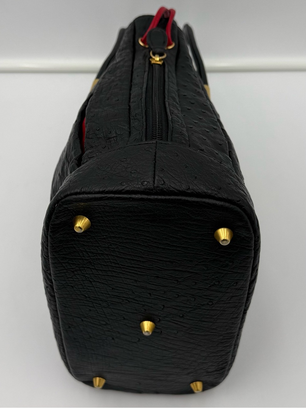 SANPŌ • Black & Red Exotic Genuine OSTRICH Bucket Bag w/ Pouch • Made in JAPAN - Picture 9 of 16